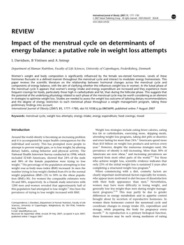 REVIEW Impact of the Menstrual Cycle on Determinants of Energy Balance: a Putative Role in Weight Loss Attempts