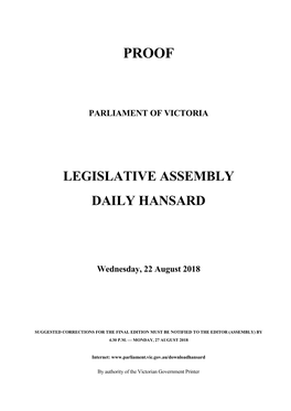 Legislative Assembly Daily Hansard