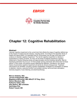 Cognitive Rehabilitation