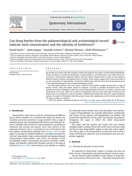 Can Dung Beetles from the Palaeoecological and Archaeological Record Indicate Herd Concentration and the Identity of Herbivores?