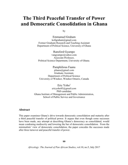 The Third Peaceful Transfer of Power and Democratic Consolidation in Ghana