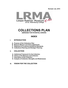 Collections Plan Abridged for Potential Donors