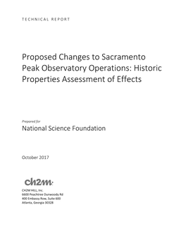 Proposed Changes to Sacramento Peak Observatory Operations: Historic Properties Assessment of Effects