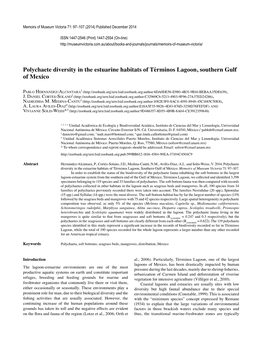 Polychaete Diversity in the Estuarine Habitats of Términos Lagoon, Southern Gulf of Mexico