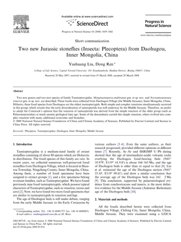 Two New Jurassic Stoneflies (Insecta: Plecoptera) from Daohugou, Inner Mongolia, China