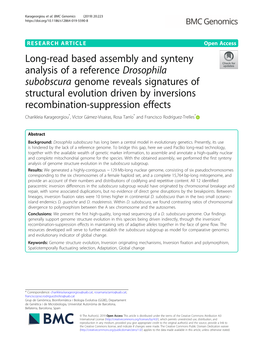 Long-Read Based Assembly and Synteny Analysis of a Reference