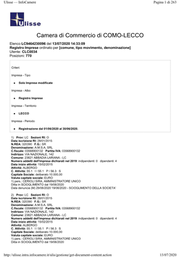 Modifiche Statutarie - Atti E Fatti Soggetti a Deposito Con Provvedimento Del Gip Del Tribunale Di Brescia N.25594/2014 R.G.N.R