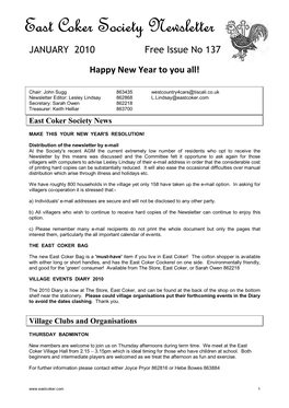 East Coker Society Newsletter January 2010