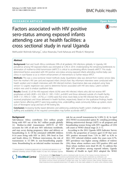 Factors Associated with HIV Positive Sero-Status Among Exposed Infants