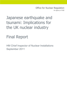 Japanese Earthquake and Tsunami: Implications for the UK Nuclear Industry