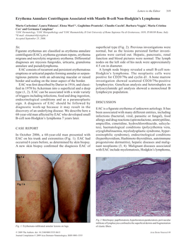 Erythema Annulare Centrifugum Associated with Mantle B-Cell Non-Hodgkin’S Lymphoma