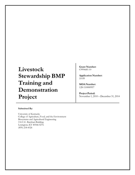 Livestock Stewardship BMP Training and Demonstration Project - BMP Implementation Plan –