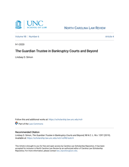 The Guardian Trustee in Bankruptcy Courts and Beyond