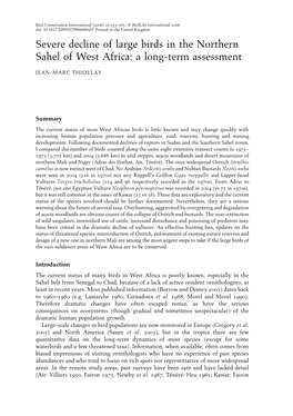 Severe Decline of Large Birds in the Northern Sahel of West Africa: a Long-Term Assessment