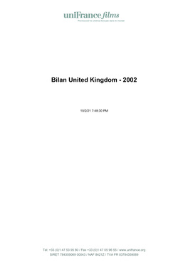 Bilan United Kingdom - 2002