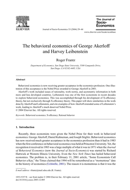 The Behavioral Economics of George Akerloff and Harvey Leibenstein