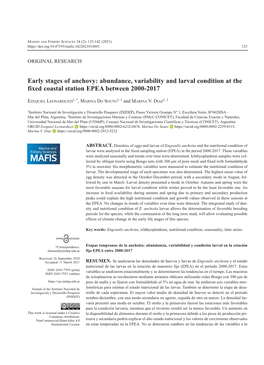 Early Stages of Anchovy: Abundance, Variability and Larval Condition at the Fixed Coastal Station EPEA Between 2000-2017