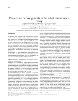 There Is No Neo-Oogenesis in the Adult Mammalian Ovary Erişkin Memeli Overde Neo-Oogenezi Yoktur