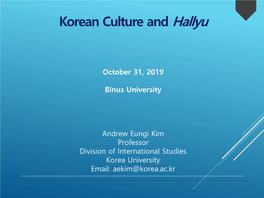 Korean Culture and Hallyu