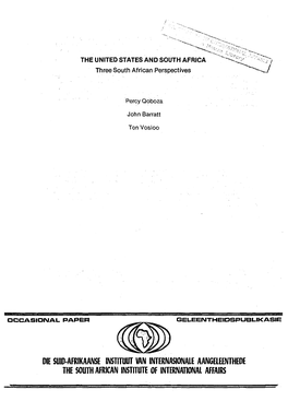 DIE SUID-AFRIKAANSE INSTITUUT IAN INTERNASIONALE AANGELEENTHEDE the SOUTH AFRICAN INSTITUTE of INTERNATIONAL AFFAIRS Mr