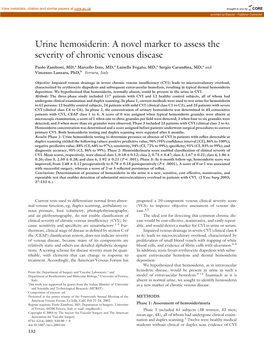 Urine Hemosiderin: a Novel Marker to Assess the Severity of Chronic Venous Disease