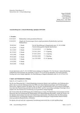 2.BL – Ausschreibung 2019/20 Seite 1 Von 10 Deutscher Schachbund