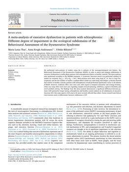 A Meta-Analysis of Executive Dysfunction in Patients With