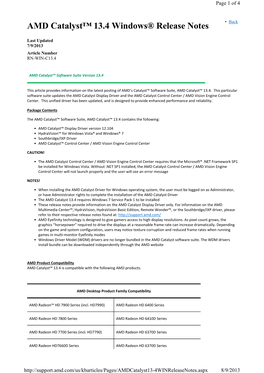 AMD Catalyst™ 13.4 Windows® Release Notes • Back
