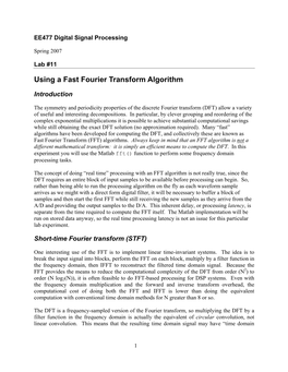 Using a Fast Fourier Transform Algorithm