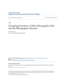 A Meta-Ethnography of the Russian Ethnographic Museum Kamal Kariem Connecticut College, Kkariem@Conncoll.Edu