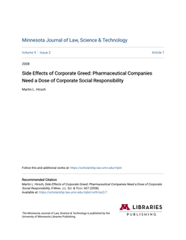 Pharmaceutical Companies Need a Dose of Corporate Social Responsibility