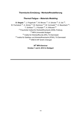 Werkstoffmodellierung Thermal Fatigue – Materials Modeling