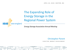 The Expanding Role of Energy Storage in the Regional Power System