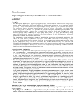 Integral Strategy for the Recovery of Water Resources of Talcahuano, Chile #288