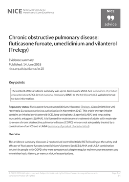 Fluticasone Furoate, Umeclidinium and Vilanterol (Trelegy)