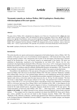 Taxonomic Remarks on Andraca Walker, 1865 (Lepidoptera: Bombycidae) with Descriptions of Five New Species