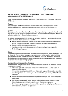 Redeployment of Staff in the Midlands & East of England