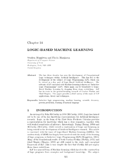 Logic-Based Machine Learning