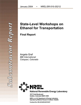 State-Level Workshops on Ethanol for Transportaton