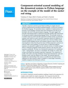 Component-Oriented Acausal Modeling of the Dynamical Systems in Python Language on the Example of the Model of the Sucker Rod String