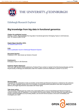 Big Knowledge from Big Data in Functional Genomics