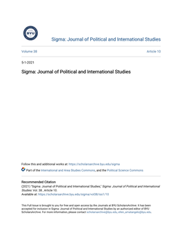 Sigma: Journal of Political and International Studies