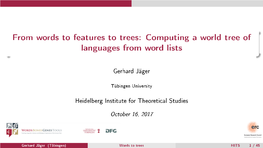 Computing a World Tree of Languages from Word Lists