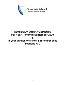 Ousedale Revised Admission Arrangements KGE Amends 6 Sept
