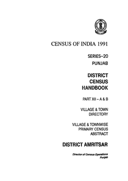 Village & Townwise Primary Census Abstract, Amritsar, Part XII- a & B