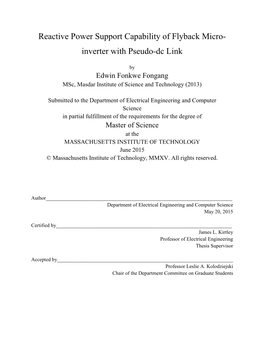 Reactive Power Support Capability of Flyback Micro- Inverter with Pseudo