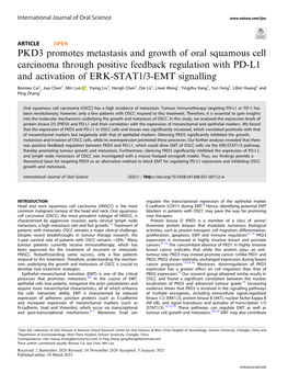 PKD3 Promotes Metastasis and Growth of Oral Squamous Cell Carcinoma Through Positive Feedback Regulation with PD-L1 and Activation of ERK-STAT1/3-EMT Signalling