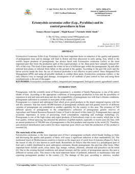 Ectomyelois Ceratoniae Zeller (Lep., Pyralidae) and Its Control Procedures in Iran