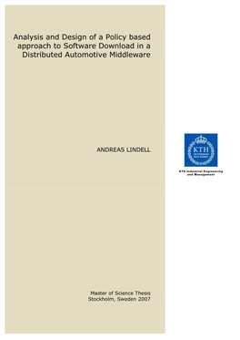 Analysis and Design of a Policy Based Approach to Software Download in a Distributed Automotive Middleware