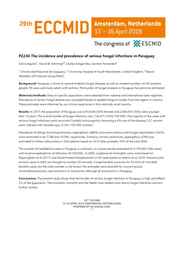 P2248 the Incidence and Prevalence of Serious Fungal Infections in Paraguay Gloria Aguilar1, David W